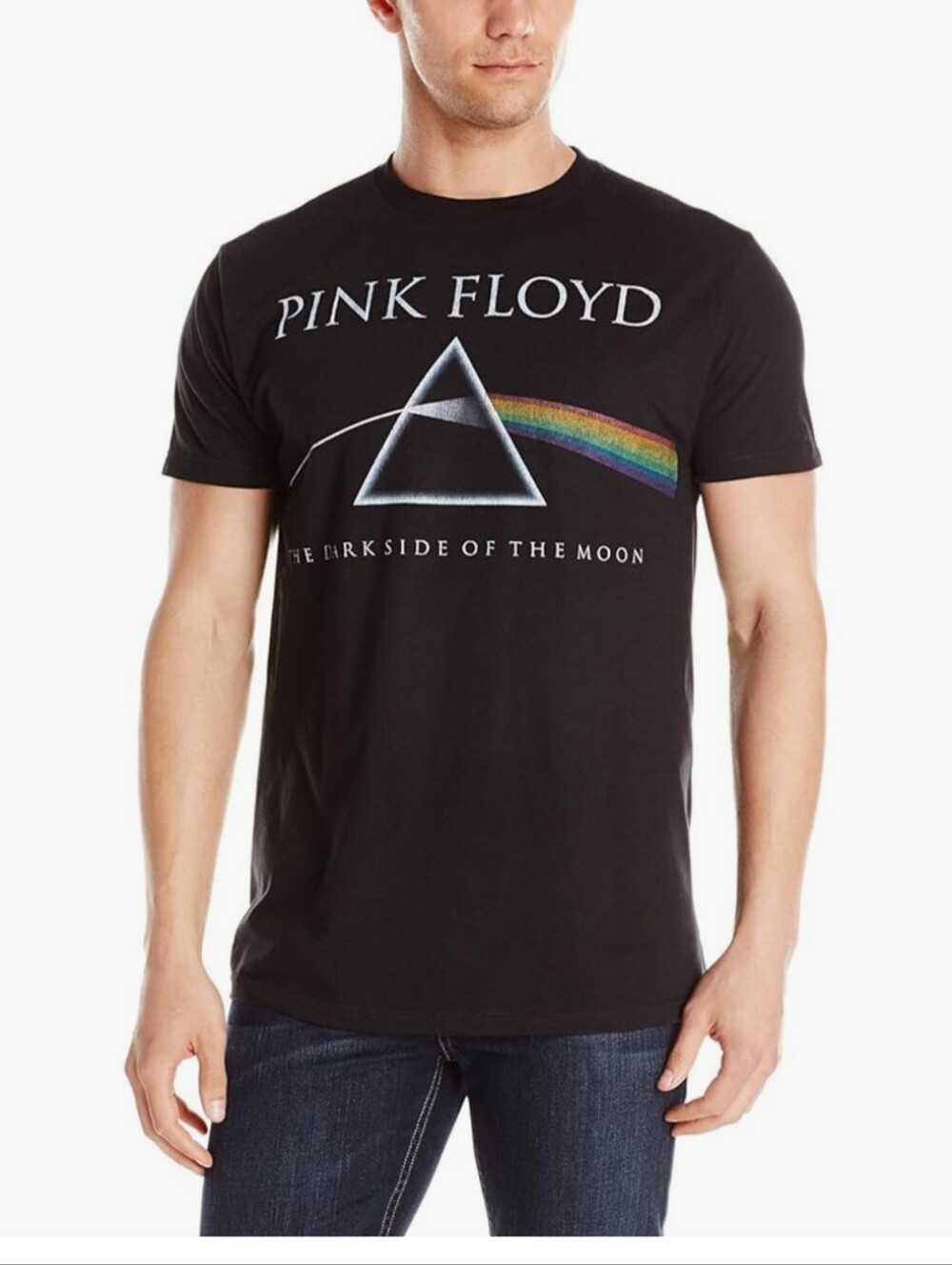 Pink Floyd Black Tee with Prism Rainbow Accent